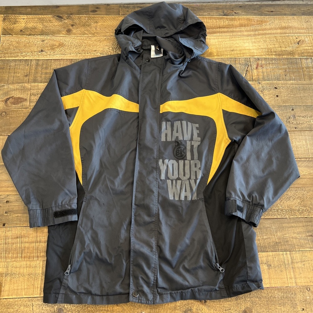 Vintage Burger King Have It Your Way Employee Black Yellow Jacket Size M Flaws